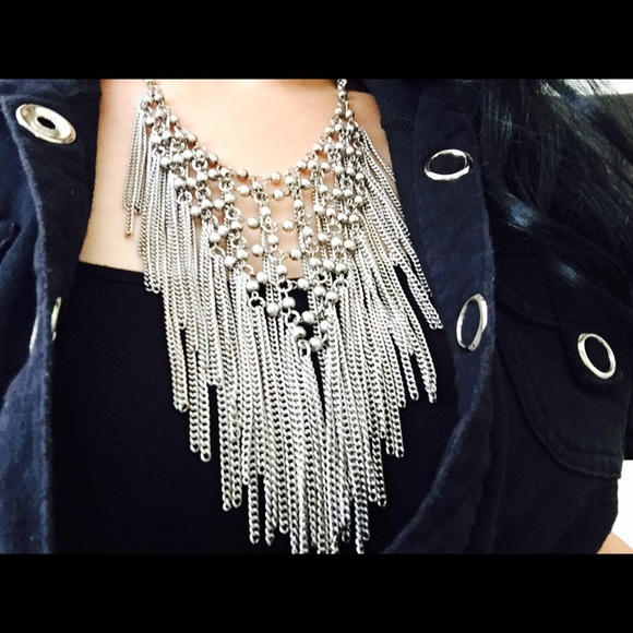 Tibetan Silver Chain Tassel Statement Necklace - Picture 3 of 4